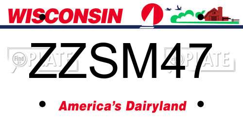 ZZSM47 Wisconsin License Plate