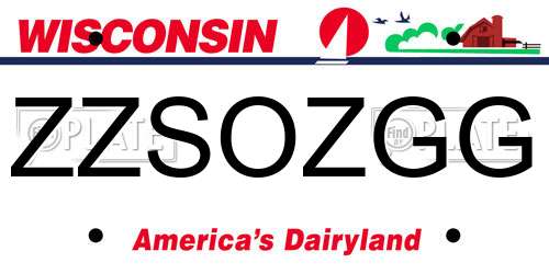 ZZSOZGG Wisconsin License Plate