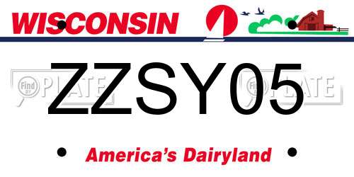 ZZSY05 Wisconsin License Plate