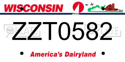 ZZT0582 Wisconsin License Plate
