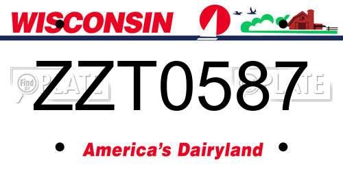 ZZT0587 Wisconsin License Plate