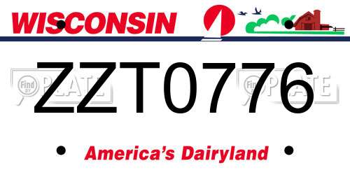 ZZT0776 Wisconsin License Plate
