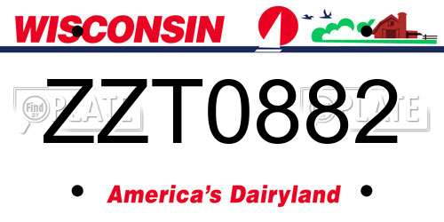 ZZT0882 Wisconsin License Plate