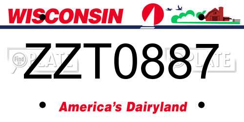 ZZT0887 Wisconsin License Plate