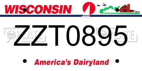 ZZT0895 Wisconsin License Plate