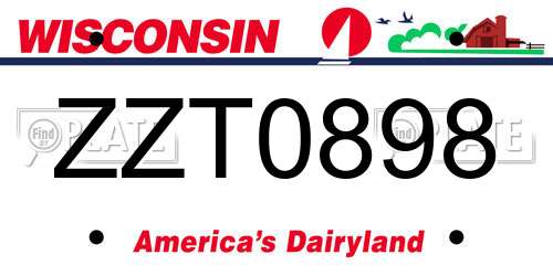 ZZT0898 Wisconsin License Plate