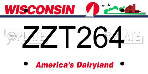 ZZT264 Wisconsin License Plate