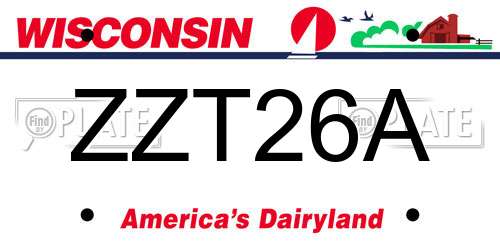 ZZT26A Wisconsin License Plate