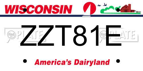 ZZT81E Wisconsin License Plate
