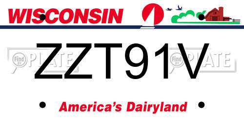 ZZT91V Wisconsin License Plate