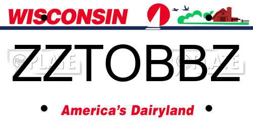 ZZTOBBZ Wisconsin License Plate