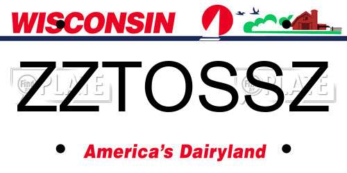ZZTOSSZ Wisconsin License Plate