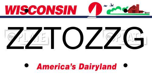 ZZTOZZG Wisconsin License Plate