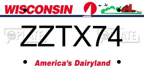 ZZTX74 Wisconsin License Plate