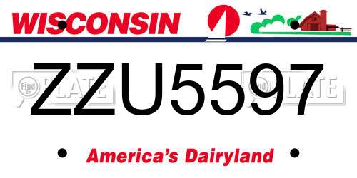 ZZU5597 Wisconsin License Plate