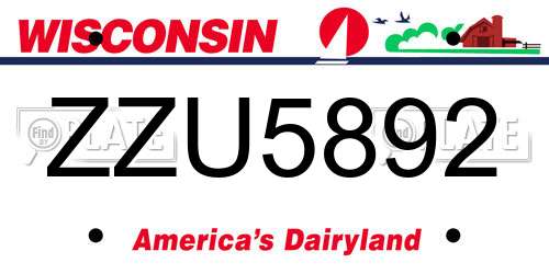 ZZU5892 Wisconsin License Plate