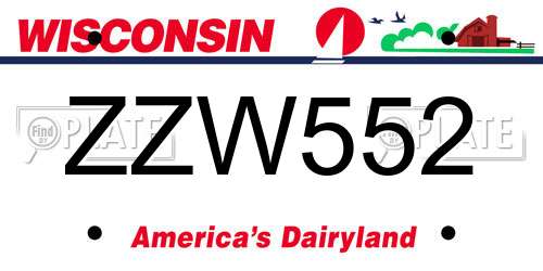 ZZW552 Wisconsin License Plate