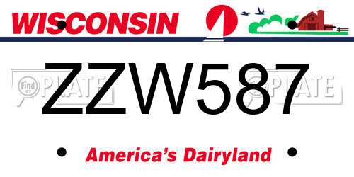ZZW587 Wisconsin License Plate