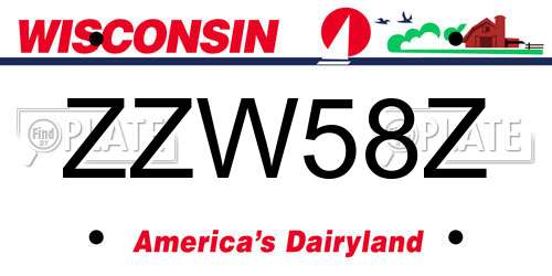 ZZW58Z Wisconsin License Plate