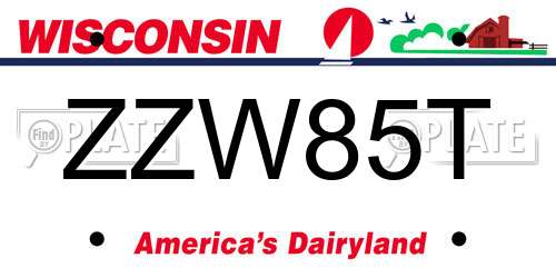ZZW85T Wisconsin License Plate