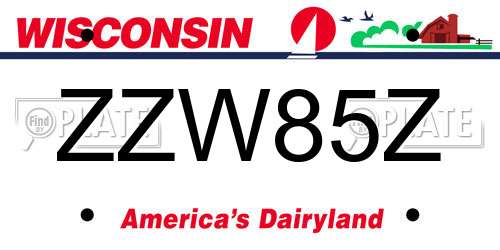 ZZW85Z Wisconsin License Plate