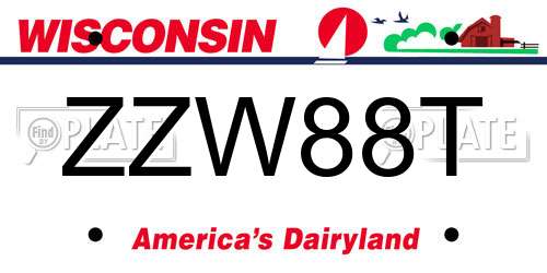 ZZW88T Wisconsin License Plate