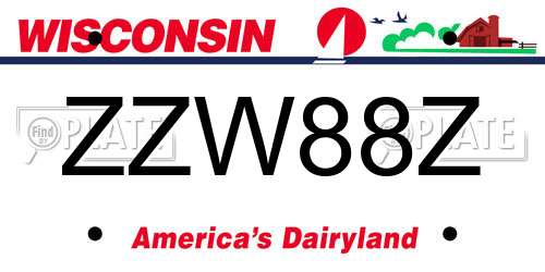ZZW88Z Wisconsin License Plate