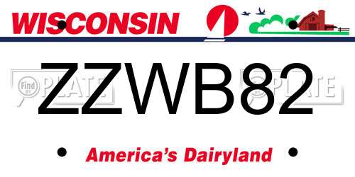 ZZWB82 Wisconsin License Plate