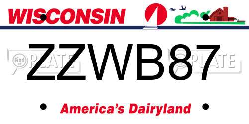 ZZWB87 Wisconsin License Plate