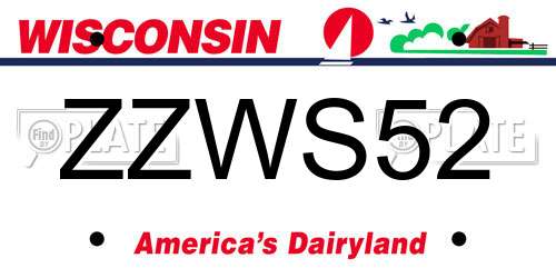 ZZWS52 Wisconsin License Plate