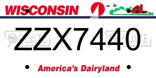 ZZX7440 Wisconsin License Plate
