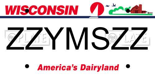 ZZYMSZZ Wisconsin License Plate
