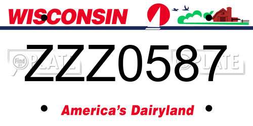 ZZZ0587 Wisconsin License Plate