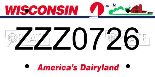ZZZ0726 Wisconsin License Plate