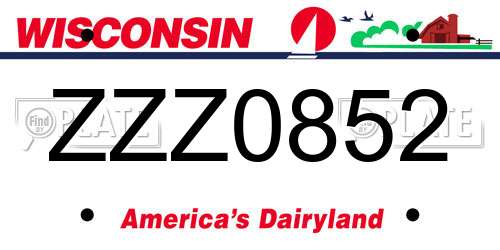 ZZZ0852 Wisconsin License Plate