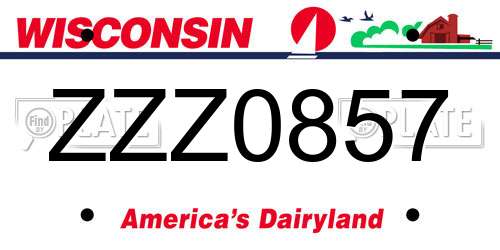 ZZZ0857 Wisconsin License Plate