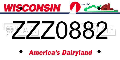 ZZZ0882 Wisconsin License Plate
