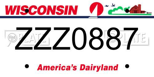 ZZZ0887 Wisconsin License Plate