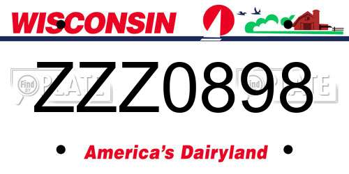 ZZZ0898 Wisconsin License Plate