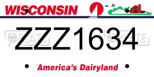 ZZZ1634 Wisconsin License Plate