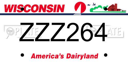 ZZZ264 Wisconsin License Plate