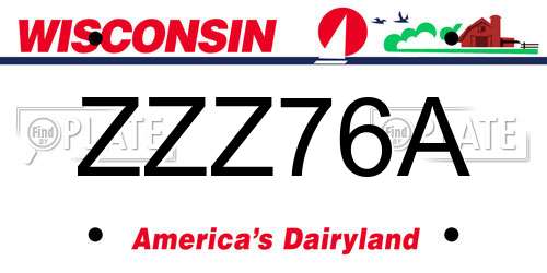 ZZZ76A Wisconsin License Plate