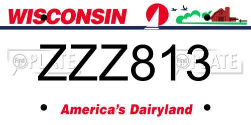 ZZZ813 Wisconsin License Plate