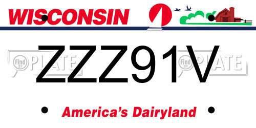 ZZZ91V Wisconsin License Plate