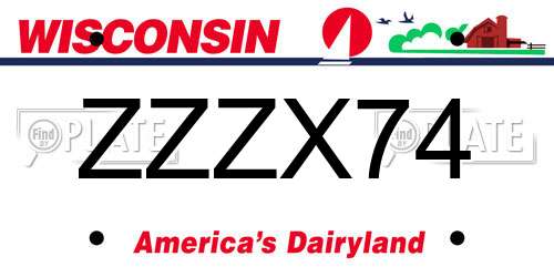 ZZZX74 Wisconsin License Plate