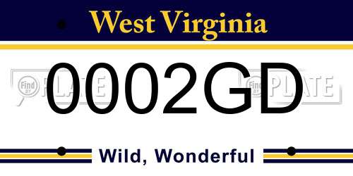 0002GD West Virginia License Plate