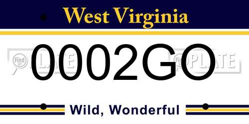 0002GO West Virginia License Plate