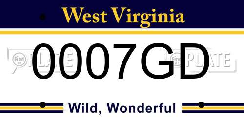 0007GD West Virginia License Plate