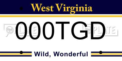 000TGD West Virginia License Plate