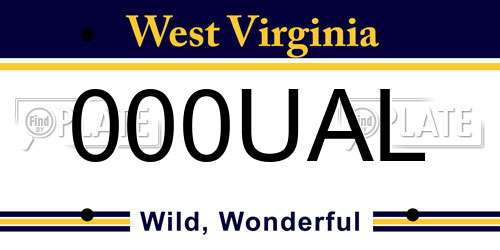 000UAL West Virginia License Plate